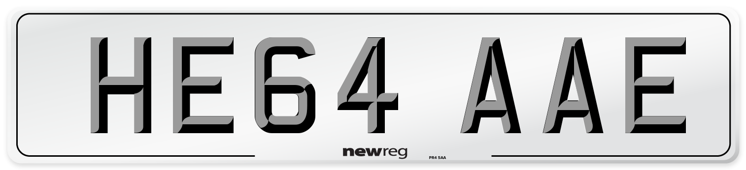 HE64 AAE Number Plate from New Reg